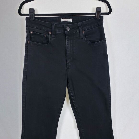 Levi's Womens 726 Flare Jeans Black Size 31 Dark Academia Dark Bohemian Rocker - Picture 2 of 12